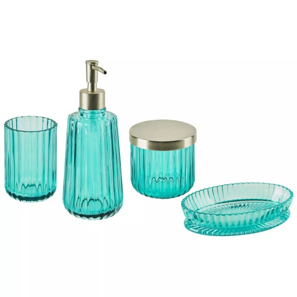 Beliani Badezimmer Set 4-teilig Glas türkis TECATE