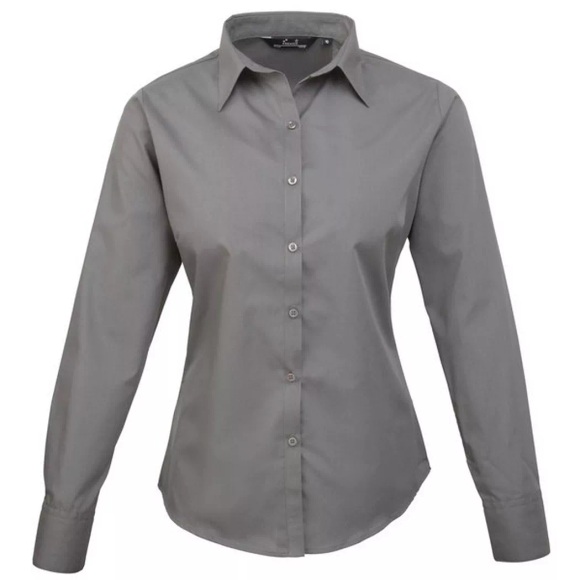 Popeline Bluse Arbeitshemd Damen Grau 42