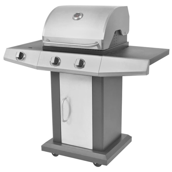 Gasgrill Grill 2 + 1 Brenner Schwarz und Silber