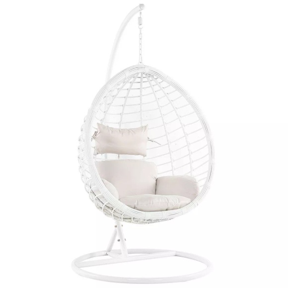 Beliani Hängesessel Rattan weiss FANO