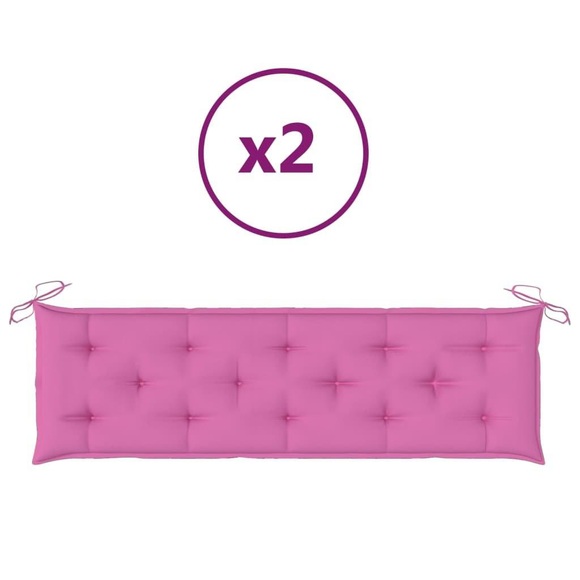 vidaXL Bankauflagen 2 Stk. Rosa 180x50x7 cm Stoff