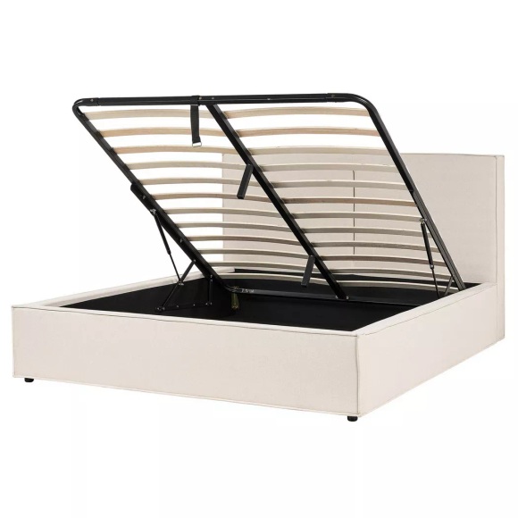 Beliani - Bett mit Stauraum aus Polyester Modern MOISSAC, 160X200CM, Perle