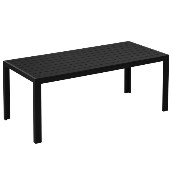 Northio - Gartentisch Aluminium Tisch Garten Terrasse Holz-Kunststoff Polyholz Schwarz, One Size