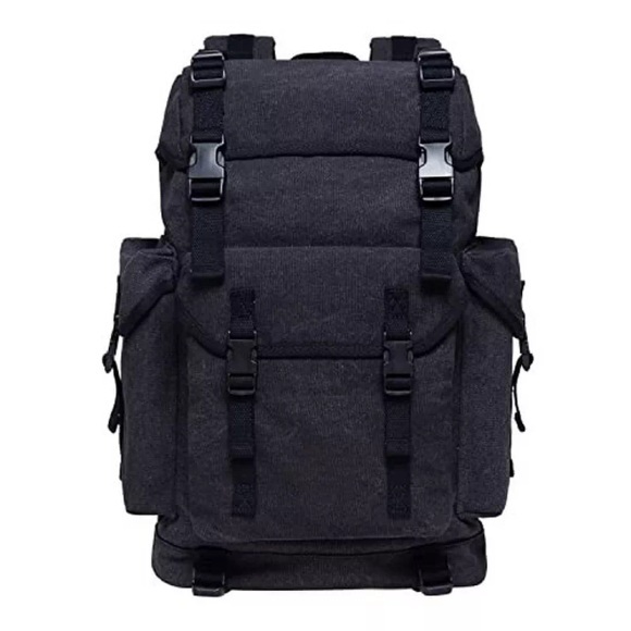Canvas Retro Rucksack, Vintage Jagdrucksack Wanderrucksack Mit 14 Zoll Laptopfach Backpack Für Herren Multicolor ONE SIZE