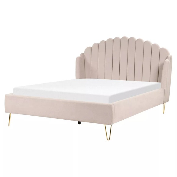 Bett mit Lattenrost aus Polyester Retro AMBILLOU Bett mit Lattenrost aus Polyester Retro AMBILLOU