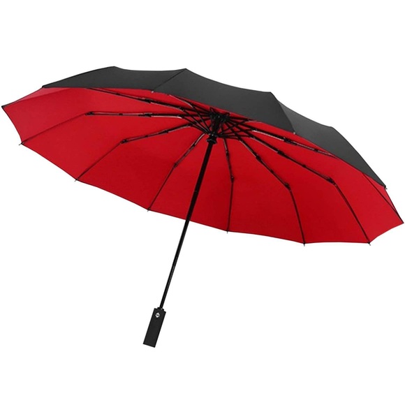 Regenschirm, Kompakt - 105 cm - Schwarz / Rot Regenschirm, Kompakt - 105 cm - Schwarz / Rot
