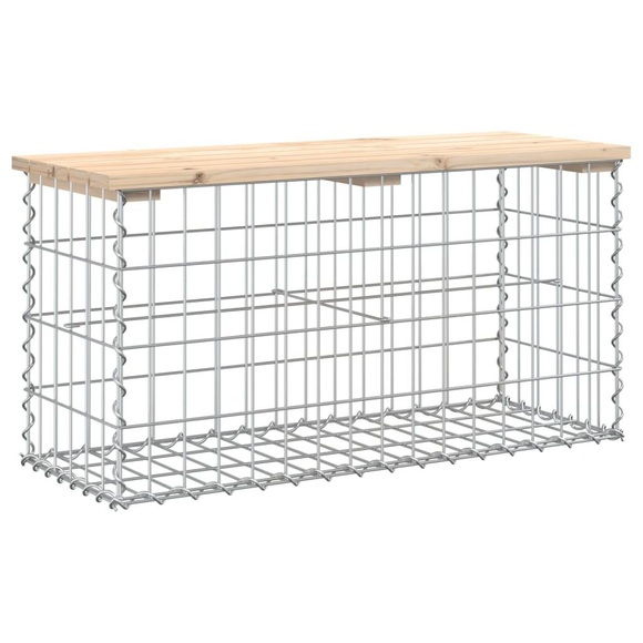 vidaXL Gartenbank aus Gabionen 83x31,5x42 cm Massivholz Kiefer