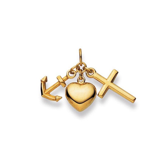 Anhänger Glaube-liebe-hoffnung Gelbgold 750, 18x28mm Damen Gelbgold ONE SIZE