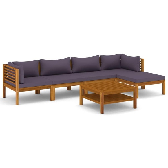 vidaXL 6-tlg. Garten-Lounge-Set mit Auflage Massivholz Akazie