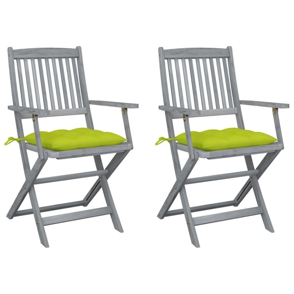 vidaXL Klappbare Gartenstühle 2 Stk. mit Kissen Massivholz Akazie