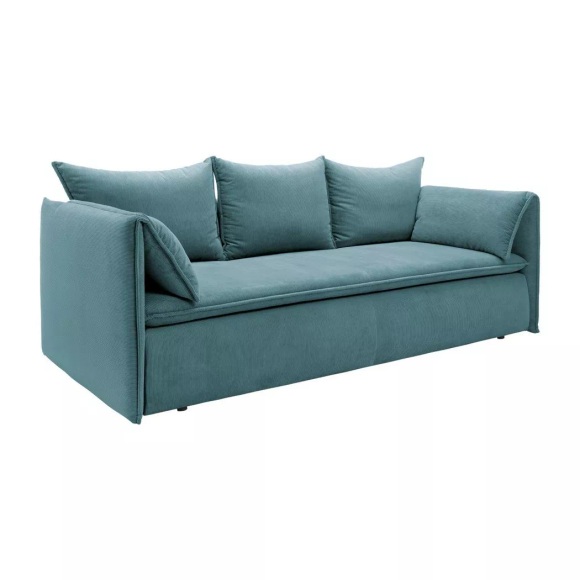 Vente-unique - Sofa 3-Sitzer - Mit Schlaffunktion - Cord - Blau - TEODORA, One Size, Türkisblau