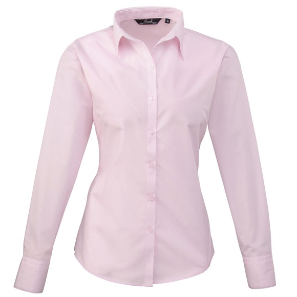 Popeline Bluse Arbeitshemd, Langärmlig Damen Pink 34