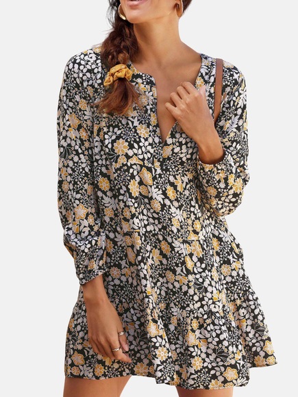 LASCANA Longbluse, mit Blumendruck