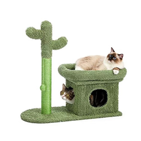Kaktus Kratzbäume Kreative Kratzbäume Stilvoller Kratzbaum Mit Ball Und Katzenhaus Höhe 70cm Unisex Multicolor ONE SIZE