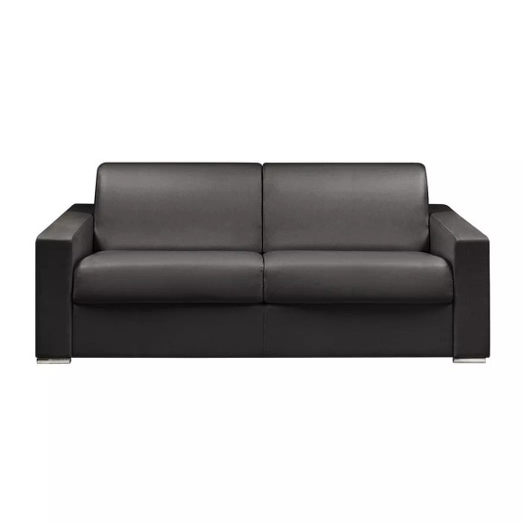 LINEA SOFA - Schlafsofa mit Matratze 4-Sitzer Kunstleder - Schwarz - Liegefläche: 160 cm - Matratzenhöhe: 22 cm mit Memory Schaum - CALITO, One Size