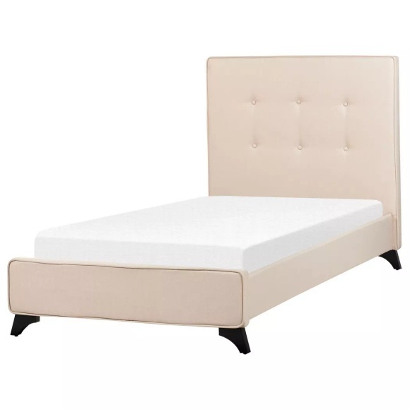 Beliani Polsterbett beige Lattenrost 90 x 200 cm AMBASSADOR