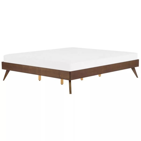 Beliani Holzbett dunkles Braun Lattenrost 180 x 200 cm BERRIC