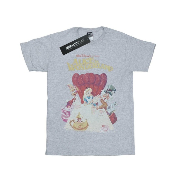 Alice In Wonderland Retro Poster Tshirt Unisex Grau 152-158