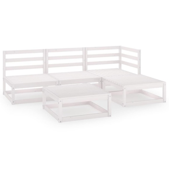 vidaXL 5-tlg. Garten-Lounge-Set Weiß Kiefer Massivholz
