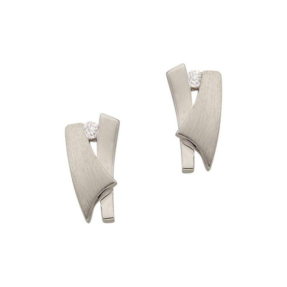 Ohrstecker Weissgold 750 Diamant 0.03ct. 10x5mm Damen ONE SIZE