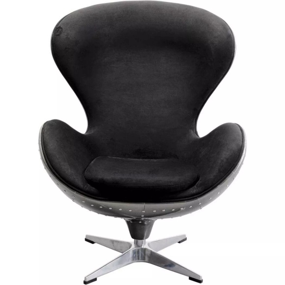 KARE Design - Drehsessel Lounge Black Graphit, One Size, Schwarz