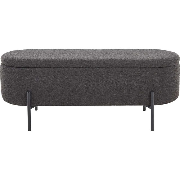 Hocker Blestix Bouclé Stoff Metall anthrazit