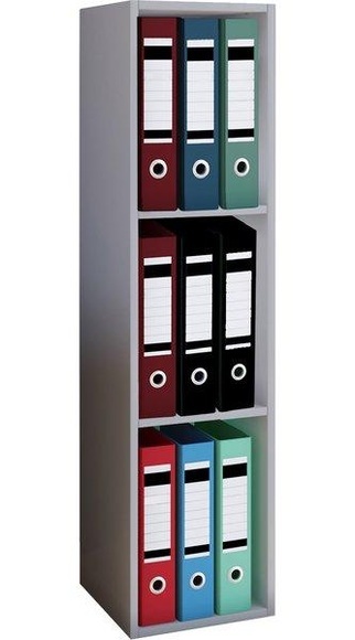 MID.YOU Aktenregal 34/107/29 cm , Offas 3-Fach , Grau , Holzwerkstoff , 34x107x29 cm , melaminharzbeschichtet,Nachbildung , erweiterbar , 000657011411