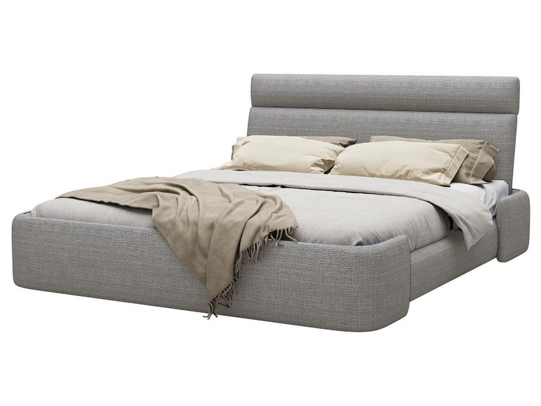 Bett 160 x 200 cm - Stoff - Grau meliert - ALODIA Bett 160 x 200 cm - Stoff - Grau meliert - ALODIA
