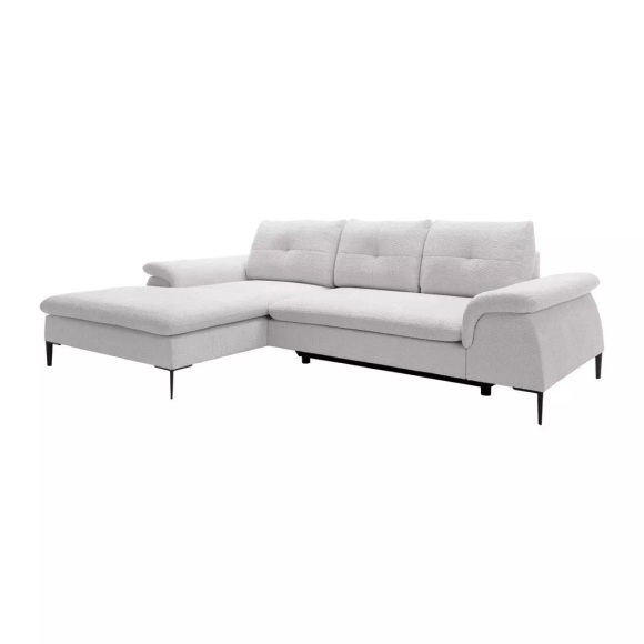 Ecksofa mit Schlaffunktion - Ecke links - Bouclé-Stoff - Weiß - JOLESA Ecksofa mit Schlaffunktion - Ecke links - Bouclé-Stoff - Weiß - JOLESA