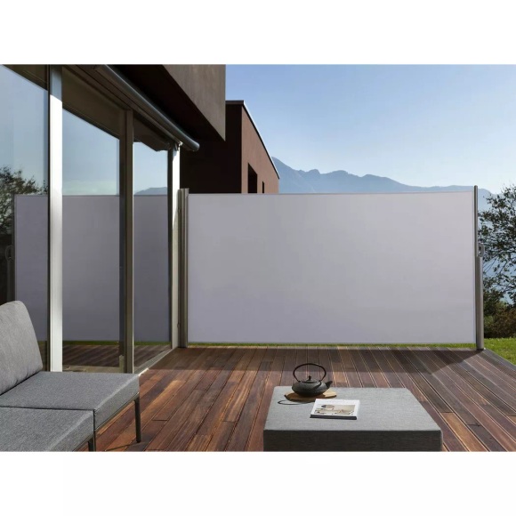 Beliani Seitenmarkise hellgrau ausziehbar 160 x 300 cm Dorio