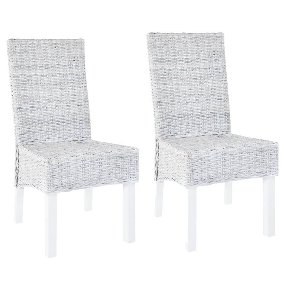 vidaXL Esszimmerstühle 2 Stk. Grau Kubu Rattan und Mangoholz