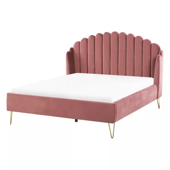 Bett mit Lattenrost aus Samtstoff Retro AMBILLOU Bett mit Lattenrost aus Samtstoff Retro AMBILLOU