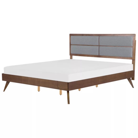 Beliani Holzbett dunkles Braun Lattenrost 180 x 200 cm POISSY