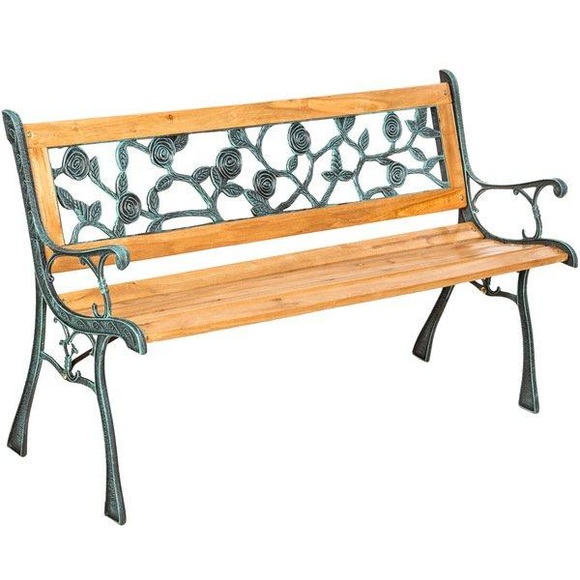 Gartenbank Marina 2-Sitzer aus Holz und Gusseisen 124x52x74cm Gartenbank Marina 2-Sitzer aus Holz und Gusseisen 124x52x74cm