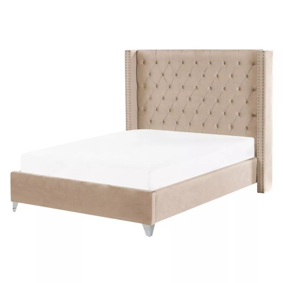Bett mit Lattenrost aus Samtstoff Klassisch LUBBON Bett mit Lattenrost aus Samtstoff Klassisch LUBBON
