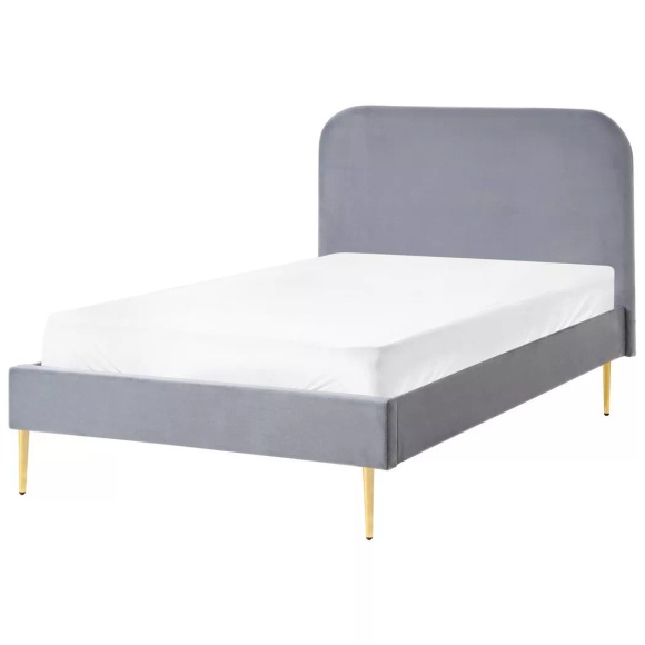 Beliani - Bett mit Lattenrost aus Samtstoff  FLAYAT, 120X200CM, Taubengrau