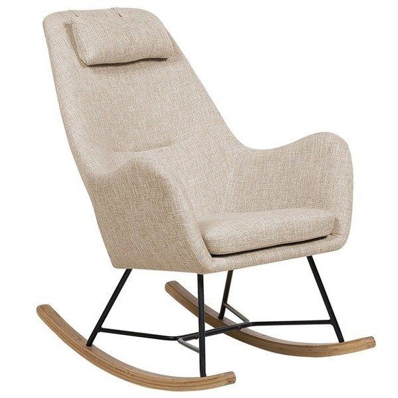 Beliani Schaukelsessel Polsterbezug hellbeige ARRIE