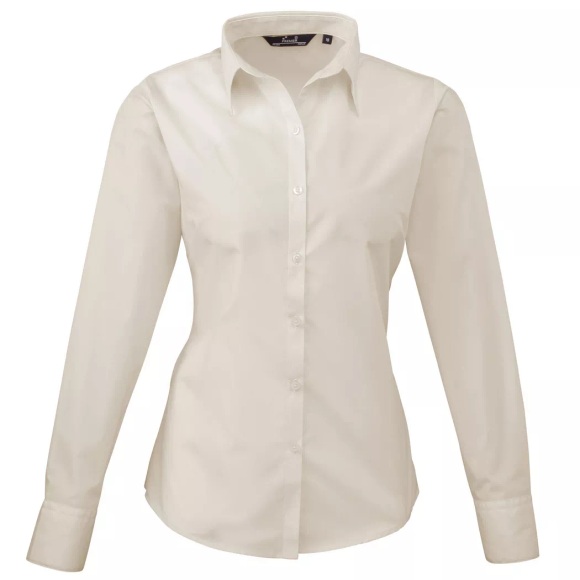 Popeline Bluse Arbeitshemd, Langärmlig Damen Beige 44