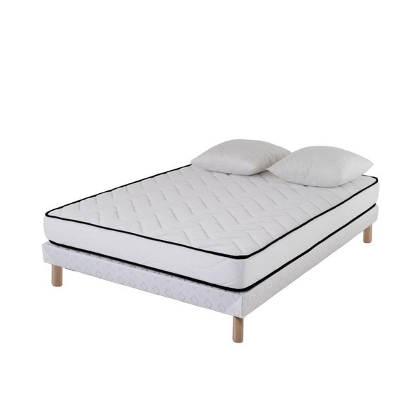 Matratzen-set Komfort 160x200 | Schaumstoff 25kgm2 | 18 Cm | 2 Kissen Aus Memory-flocken 60x60cm | Einlegerahmen Unisex Weiss 160X200CM