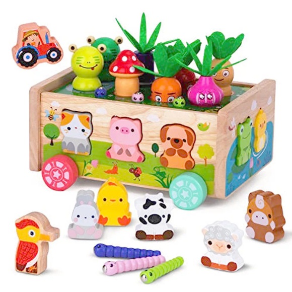 Activity-board - Karotte Absteckspiel Holz | Kinderspielzeug aus Motorikspielzeug, One Size, Multicolor