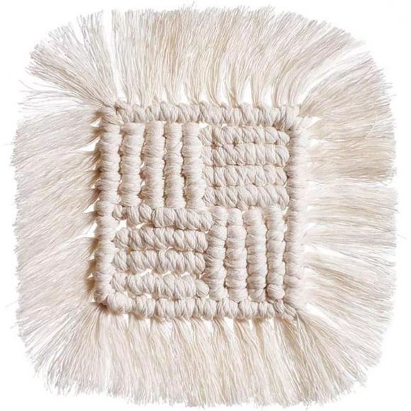 Kleines Tischset Aus Makramee - Beige - 4 Stk Unisex