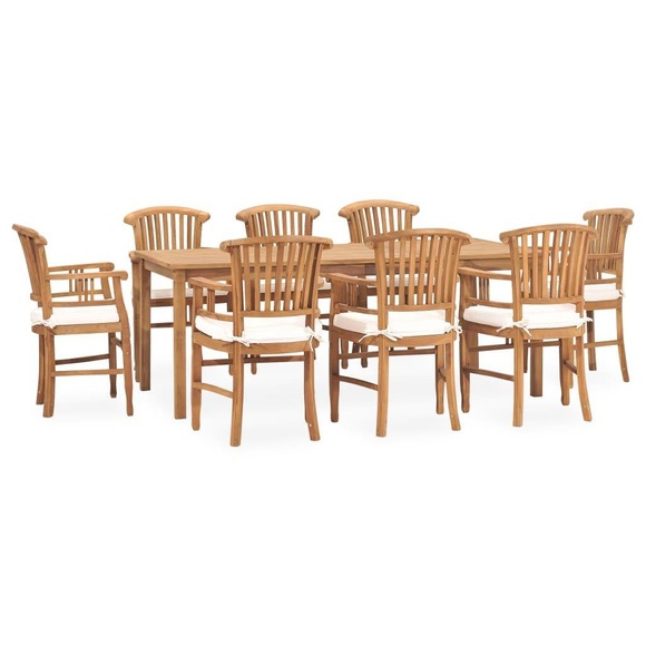 vidaXL 9-tlg. Garten-Essgruppe mit Kissen Massivholz Teak
