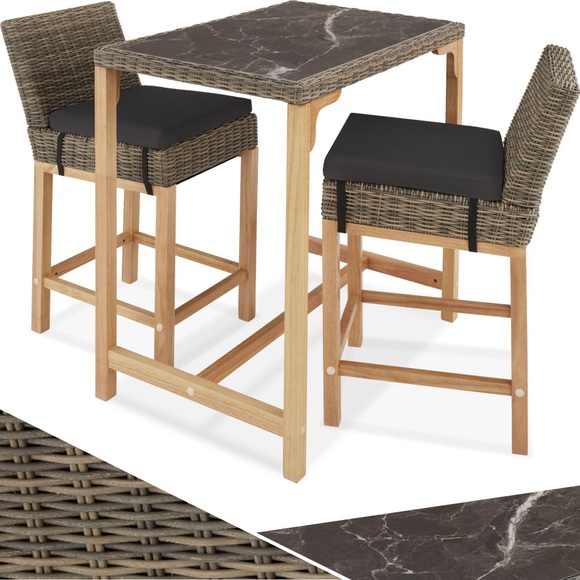 Rattan Bartisch Kutina mit 2 Stühlen Latina Rattan Bartisch Kutina mit 2 Stühlen Latina