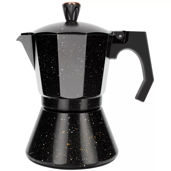 Avizar - Espressomaschine Moka 6 Tassen Praktisch, Charcoal Black