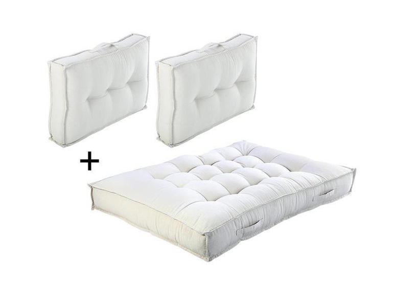 Set Palettenauflage + 2 Rückenkissen Baumwolle Cremefarben BAILA Set Palettenauflage + 2 Rückenkissen Baumwolle Cremefarben BAILA