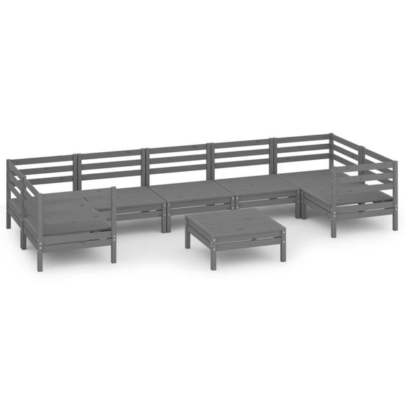 vidaXL 8-tlg. Garten-Lounge-Set Grau Massivholz Kiefer