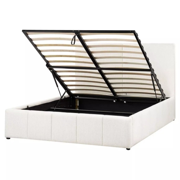 Beliani - Bett mit Stauraum aus Stoff Modern CASTELNAVET, 160X200CM, Schneeweiss