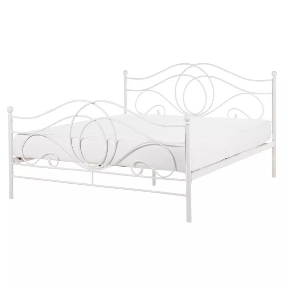 Beliani Metallbett weiss Lattenrost 160 x 200 cm LYRA