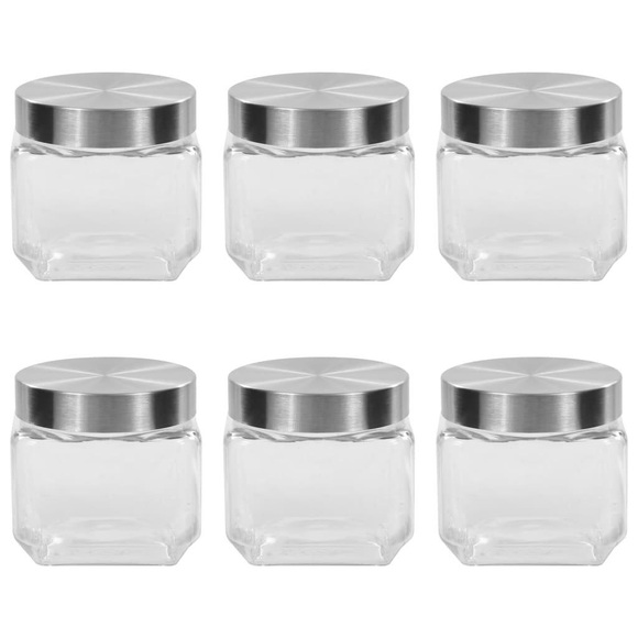 vidaXL Vorratsgläser mit Silbernem Deckel 6 Stk. 800 ml