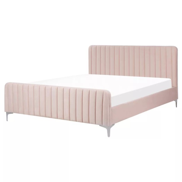 Bett mit Lattenrost aus Samtstoff Modern LUNAN Bett mit Lattenrost aus Samtstoff Modern LUNAN
